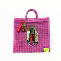 BOLSA TOTE MEDIANA ROSA VICHY VIRGEN CON CHARM