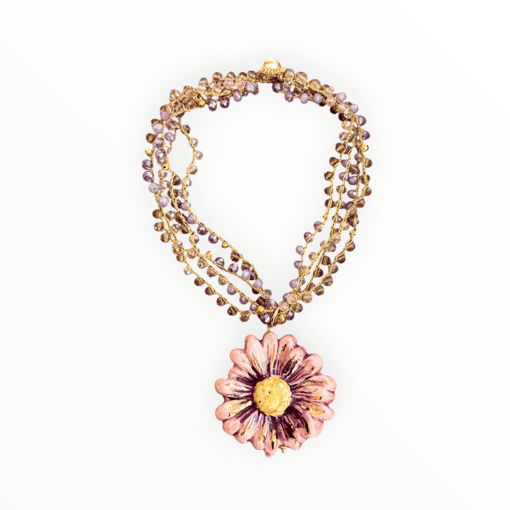 Collar flor rosa