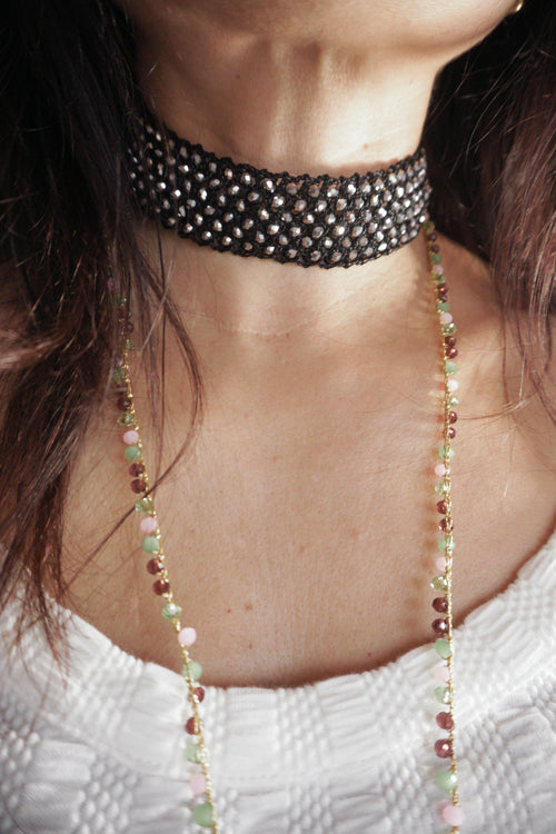CHOKER CROCHET NEGRO PLATA